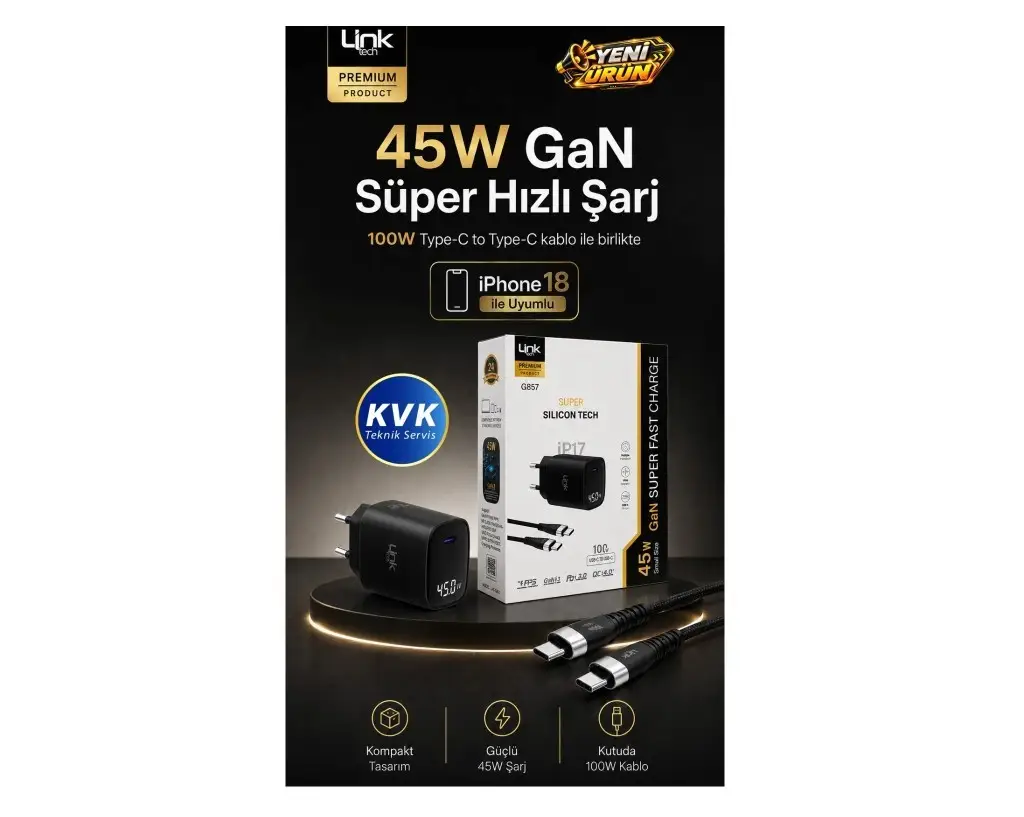 G857 Link Tech Premium USB-C to C Cable 45W USB-C Super SI Charger