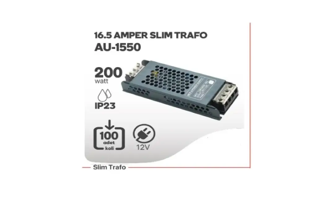 12V 16,5 Amper Adaptör Metal Kasa Slim 120 Watt AU-1550 AQUA 12V 16,5 Amper Adaptör Metal Kasa Slim 120 Watt AU-1550 AQUA
