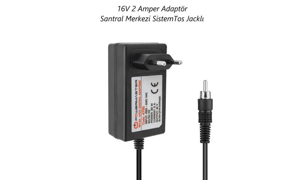16V 2 Amper Santral Merkezi Sistem Adaptör Tos Jacklı PM-4735 Powermaster 16V 2 Amper Santral Merkezi Sistem Adaptör Tos Jacklı PM-4735 Powermaster