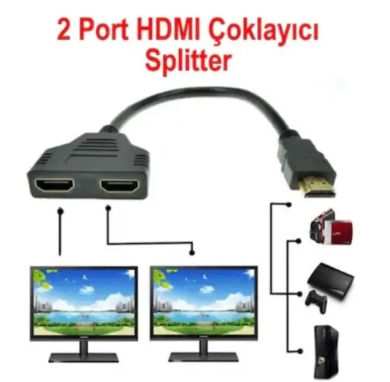 2 Port Kablolu Hdmı Çoklayıcı Switch - 2 Giriş 1 Çıkış Çoğaltıcı