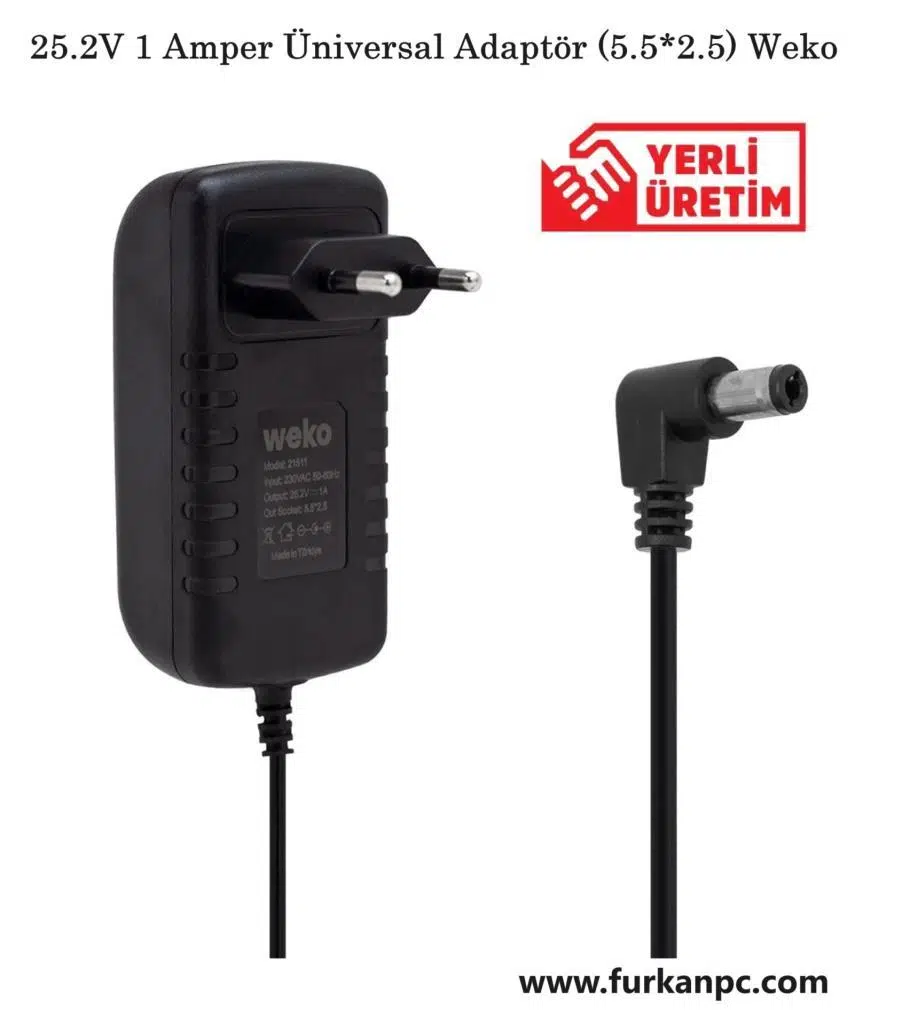 25.2V 1 Amper Üniversal Adaptör (5.5*2.5) Weko WK-21511