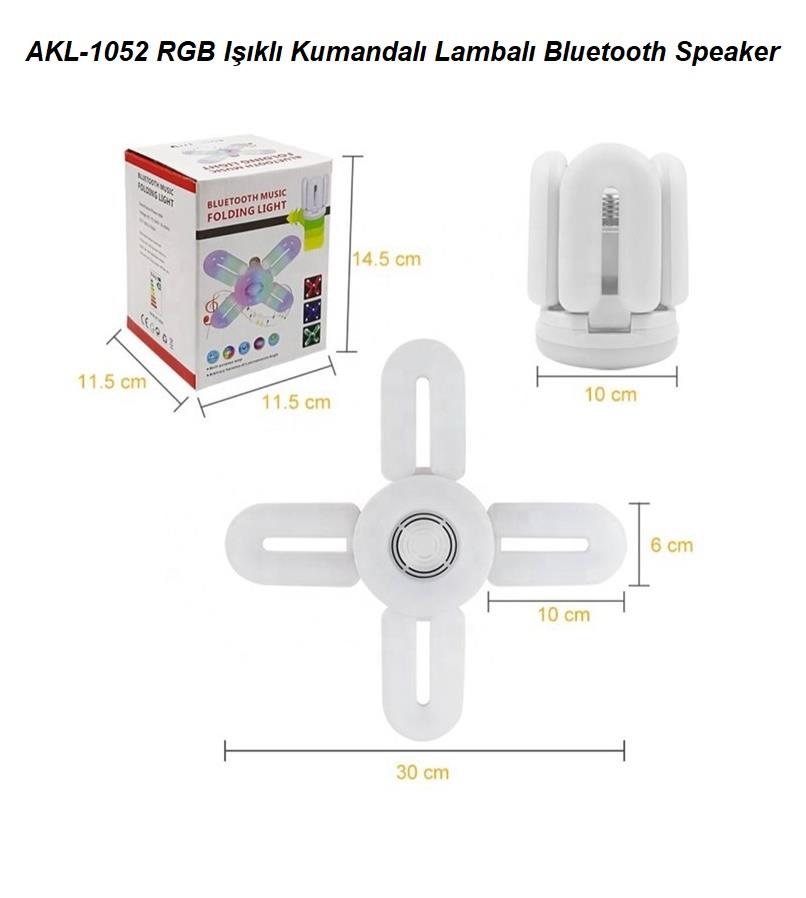 AKL-1052 RGB Işıklı Pervaneli Kumandalı Lambalı Bluetooth Hoparlör