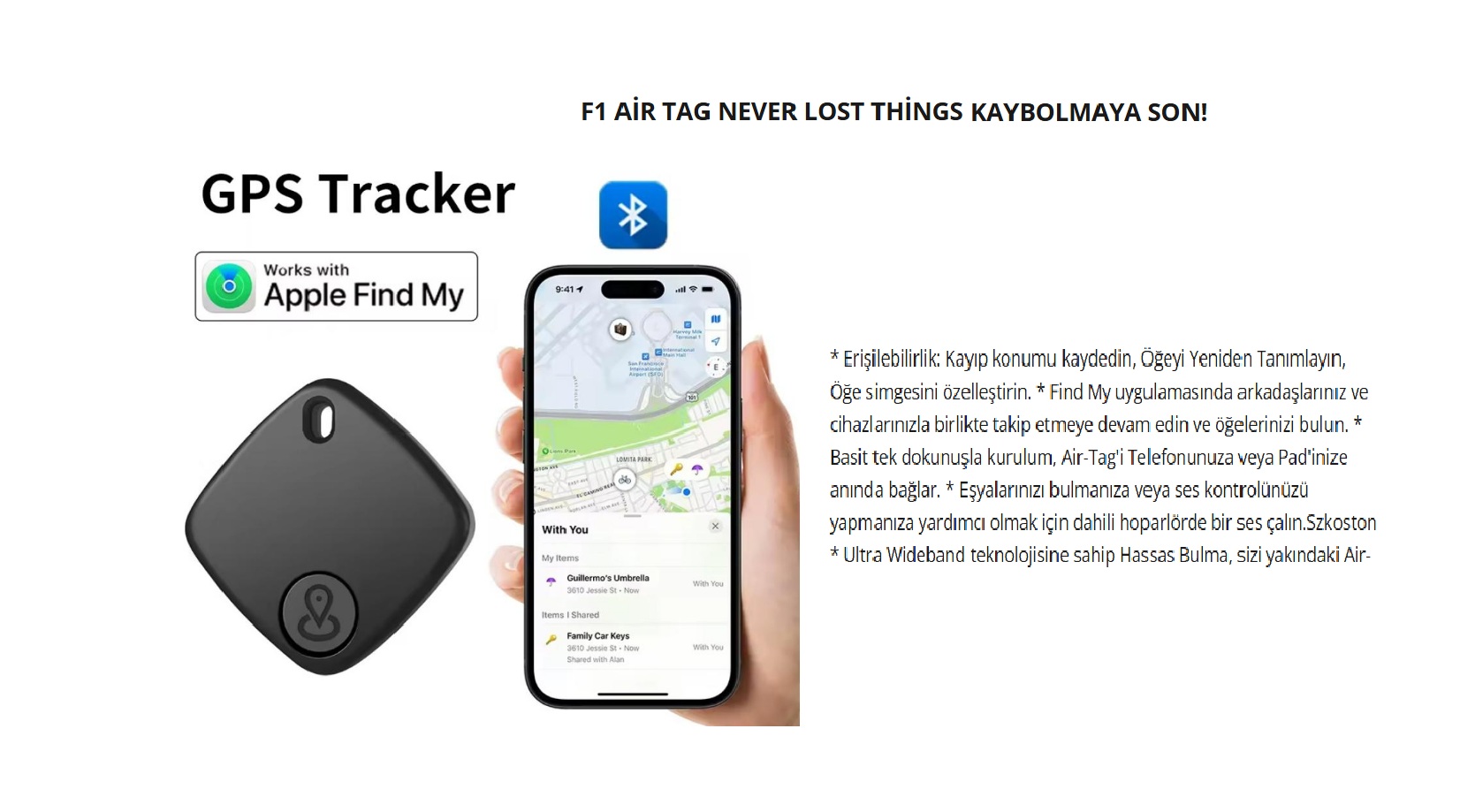 Araç Takip Sistemi F1 Air TAG Kaybolmaya Son GPS Araç Takip Sistemi F1 Air TAG Kaybolmaya Son GPS