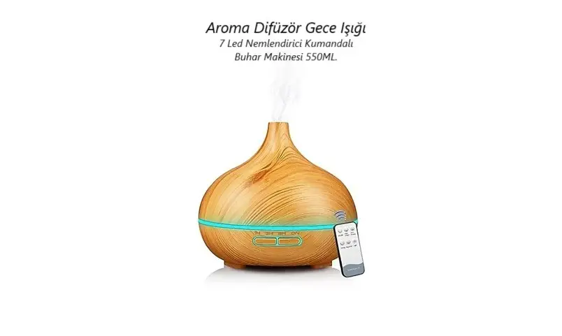 Aroma Difüzör Gece Işığı 7 Led Nemlendirici Kumandalı Buhar Makinesi 550ML. Aroma Difüzör Gece Işığı 7 Led Nemlendirici Kumandalı Buhar Makinesi 550ML.