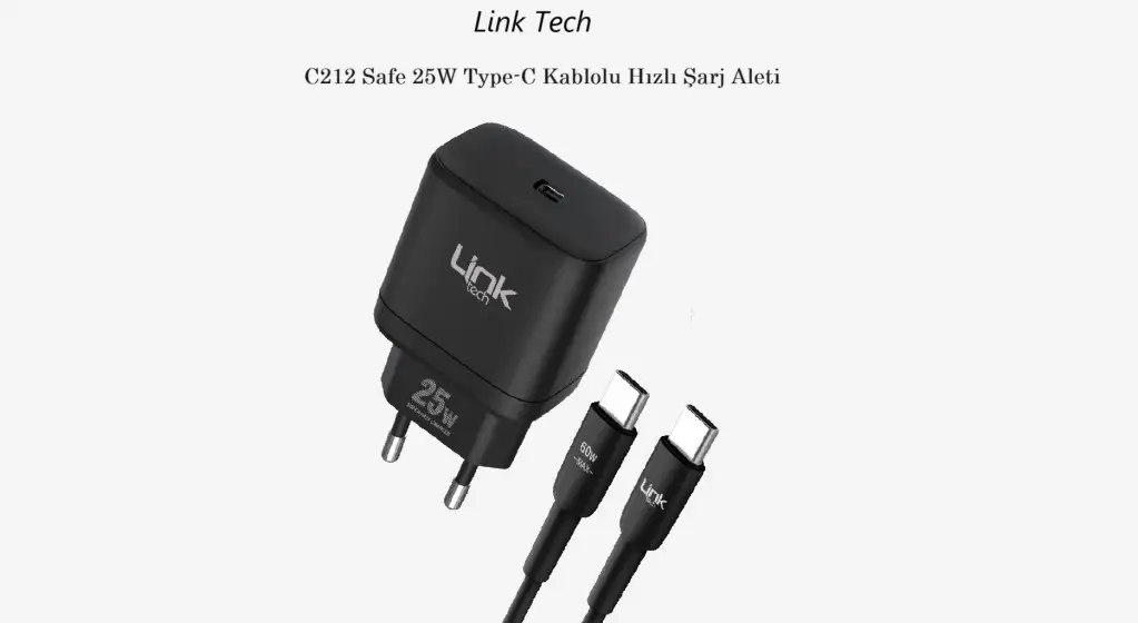 C212 Link Tech Şarj Aleti Type-C To Type-C Strong 25W C212 Link Tech Şarj Aleti Type-C To Type-C Strong 25W