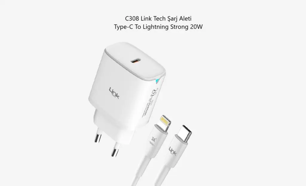C308 Link Tech Şarj Aleti Type-C To Lightning Strong 20W C308 Link Tech Şarj Aleti Type-C To Lightning Strong 20W