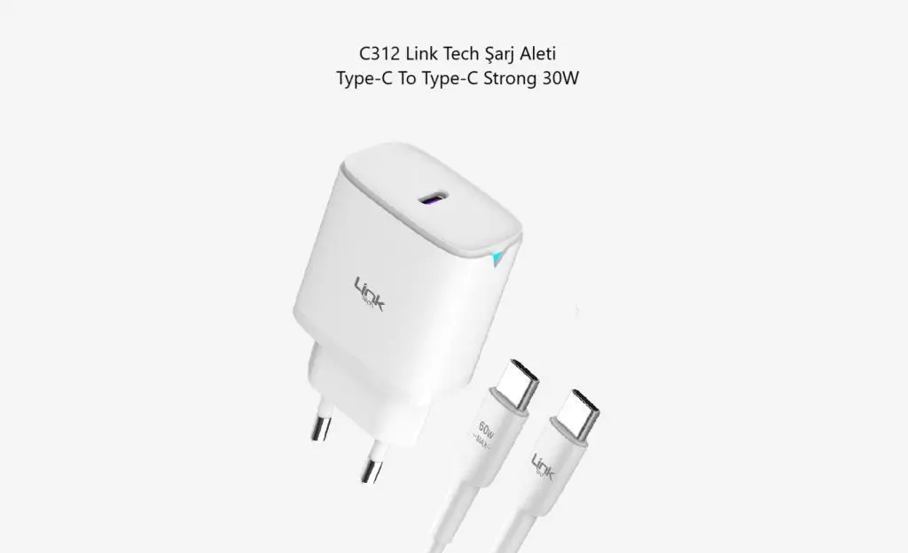 C312 Link Tech Şarj Aleti Type-C To Type-C Strong 30W C312 Link Tech Şarj Aleti Type-C To Type-C Strong 30W