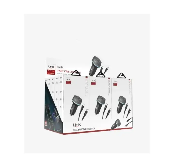 C434 Link Tech 55W Çift PD (30W) & QC (25W) Tip-C›Tip-C Kablolu Süper Hızlı Araç