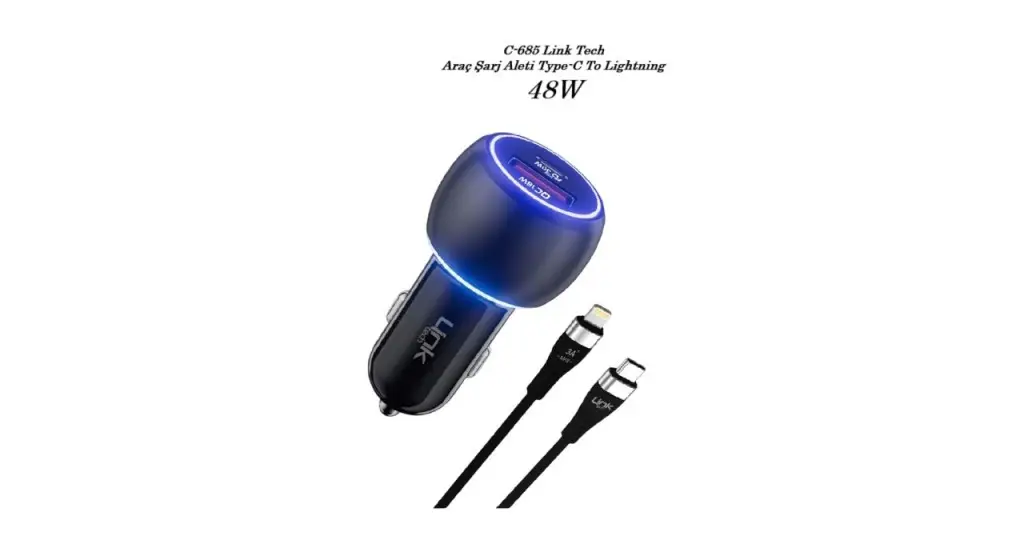 C685 Link Tech Araç Şarj Aleti Lightning Premium 48W PD C685 Link Tech Araç Şarj Aleti Lightning Premium 48W PD