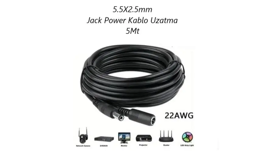 EC-5 Concord 5.5X2.5mm Jack Power Kablo Uzatma 5Mt EC-5 Concord 5.5X2.5mm Jack Power Kablo Uzatma 5Mt
