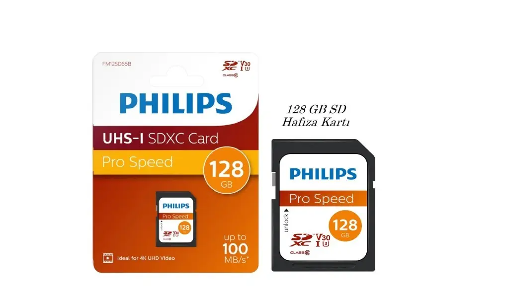 FM12SD65B PHILIPS UHS-I SDXC 128GB SD Hafıza Kartı FM12SD65B PHILIPS UHS-I SDXC 128GB SD Hafıza Kartı