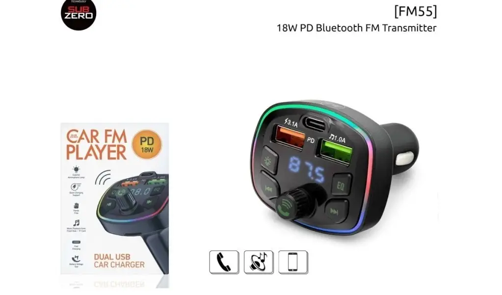 FM55 Subzero FM Transmitter Bluetooth PD 18W