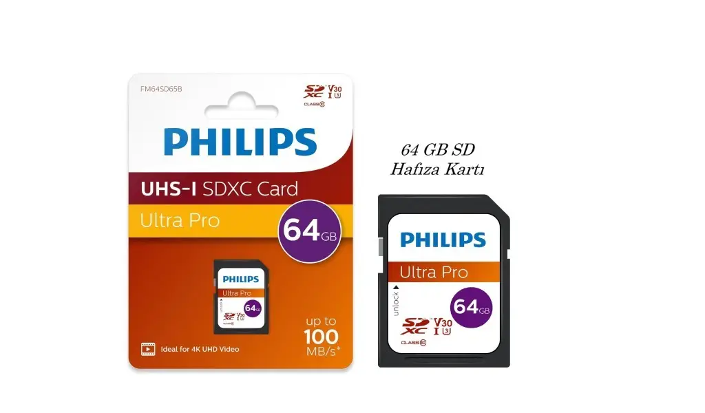 FM64SD65B PHILIPS UHS-I SDXC 64GB SD Hafıza Kartı FM64SD65B PHILIPS UHS-I SDXC 64GB SD Hafıza Kartı