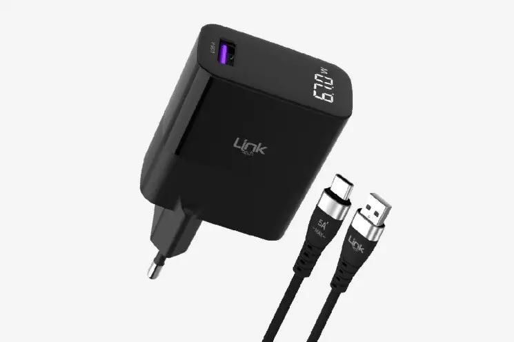 G860 Link Tech Premium USB-A'dan Tip-C'ye Kablolu 67W Süper SI GaN Adaptörü