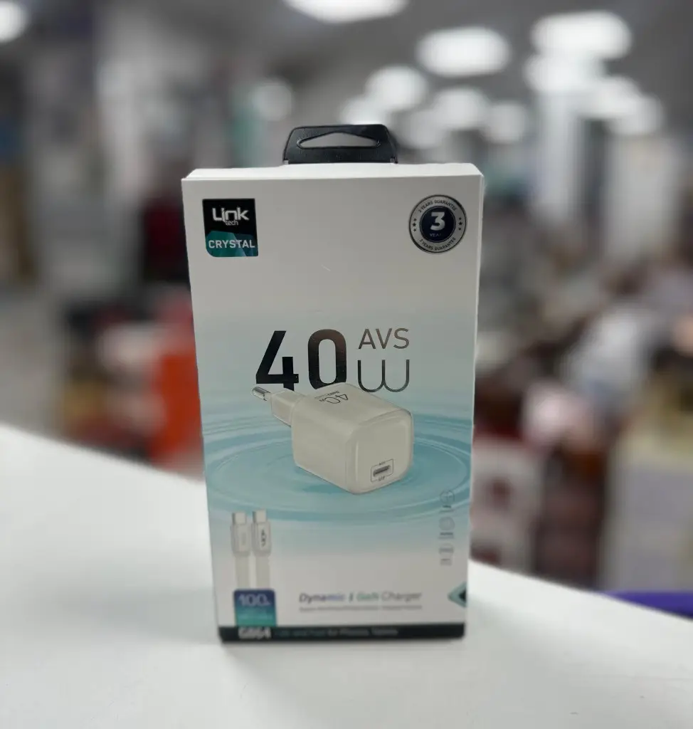 G864 Link Tech Safe Type-C Kablolu 40W GaN AVS Hızlı Şarj Adaptörü
