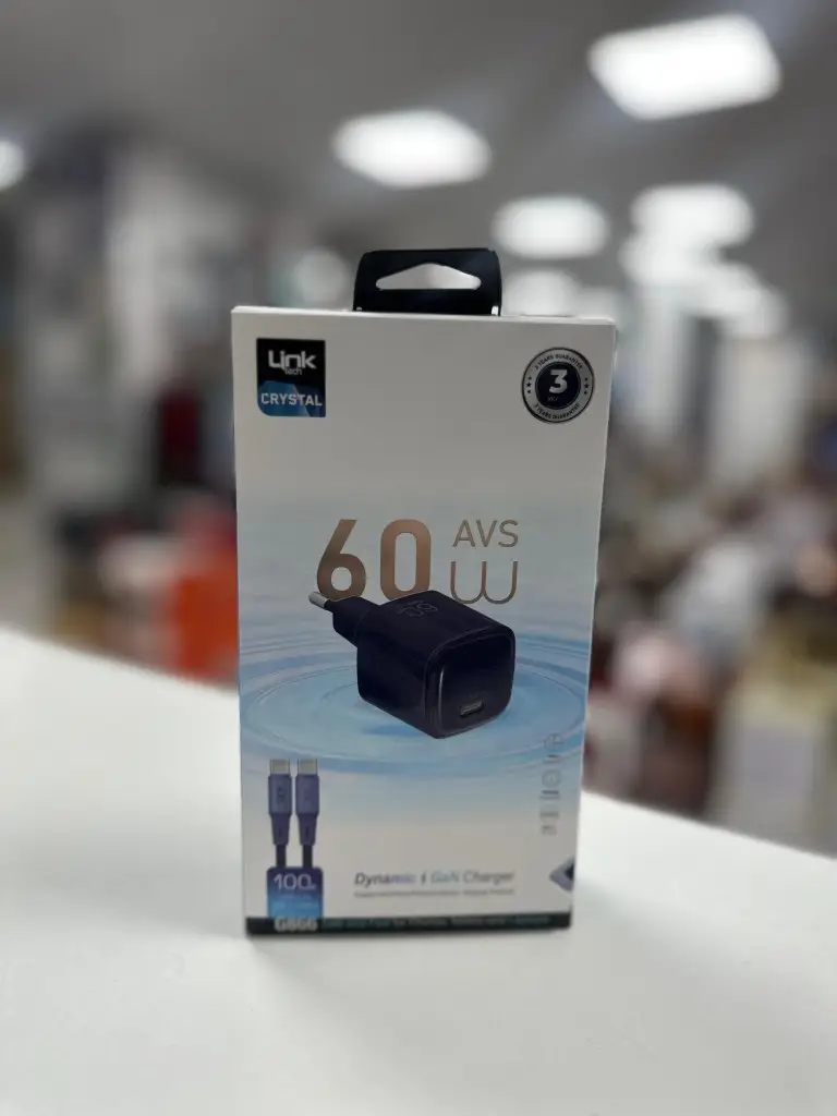 G866 Link Tech Safe Type-C Kablolu 60W GaN AVS Hızlı Şarj Adaptörü