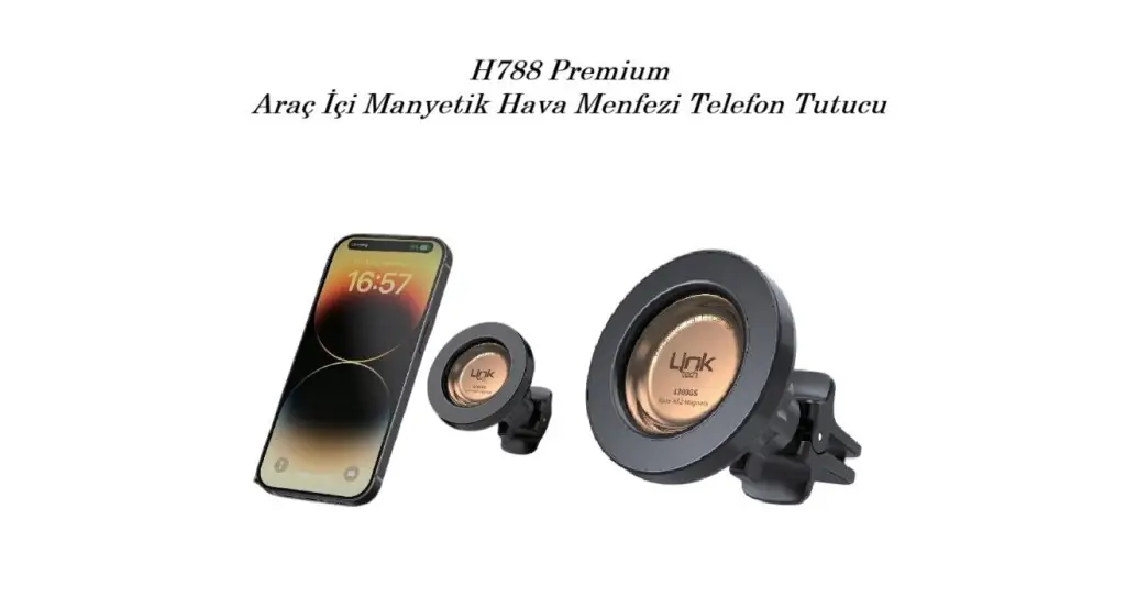 H-788 Link Tech Araç İçi Telefon Tutacağı Premium Mıknatıslı Mandallı H-788 Link Tech Araç İçi Telefon Tutacağı Premium Mıknatıslı Mandallı