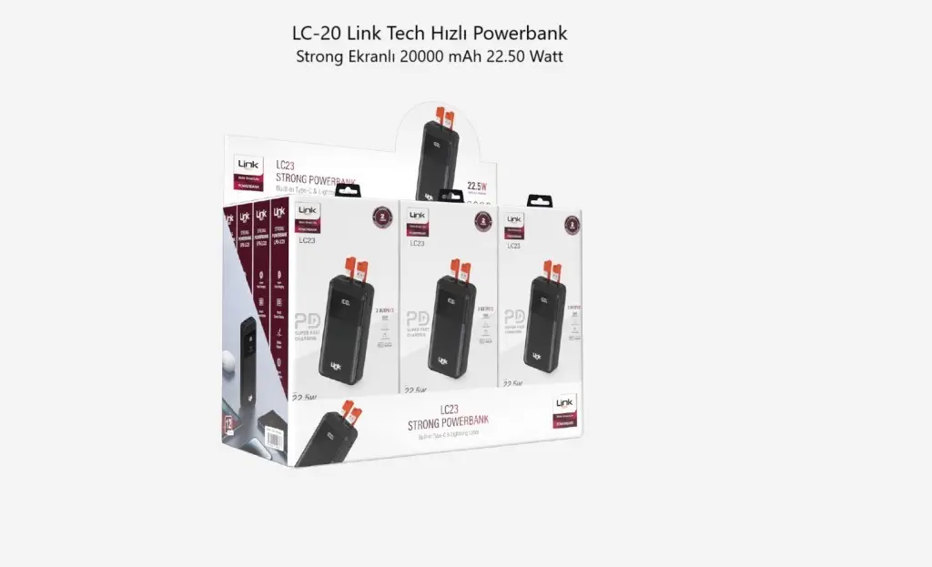 LC-23 Link Tech Powerbank Strong Ekranlı 20000 mAh 22.5W LC-23 Link Tech Powerbank Strong Ekranlı 20000 mAh 22.5W