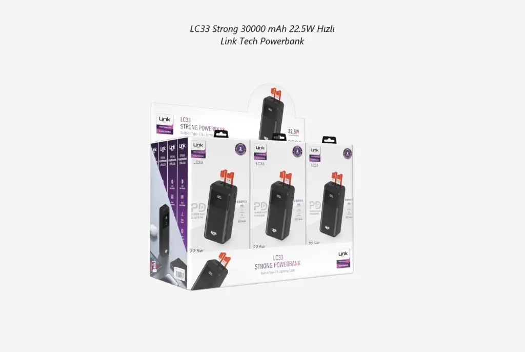 LC-33 Link Tech Powerbank Strong Ekranlı 30000 mAh 22.5W LC-33 Link Tech Powerbank Strong Ekranlı 30000 mAh 22.5W