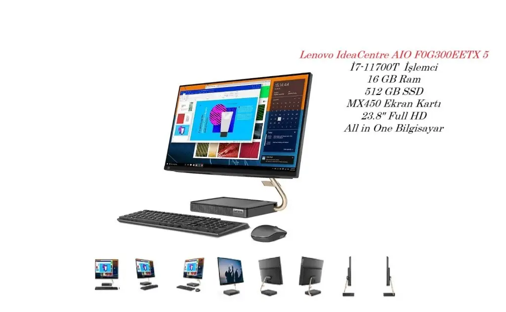 Lenovo Idea Centre AIO F0G300EETX 5 İ7-11700T 16 GB 512 GB SSD MX450 23.8 Lenovo Idea Centre AIO F0G300EETX 5 İ7-11700T 16 GB 512 GB SSD MX450 23.8