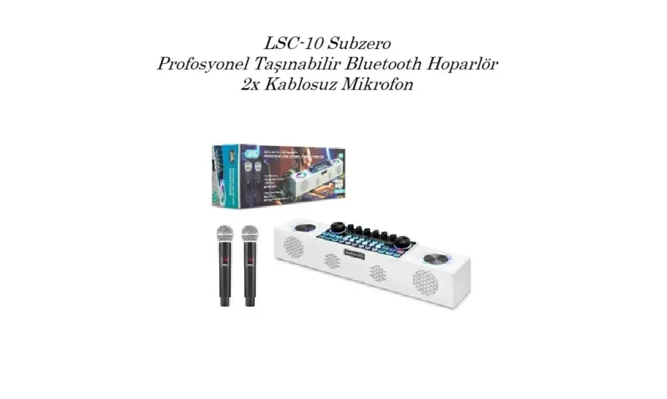 LSC10 Subzero Profosyonel Taşınabilir Bluetooth Hoparlör 2x Kablosuz Mikrofon LSC10 Subzero Profosyonel Taşınabilir Bluetooth Hoparlör 2x Kablosuz Mikrofon