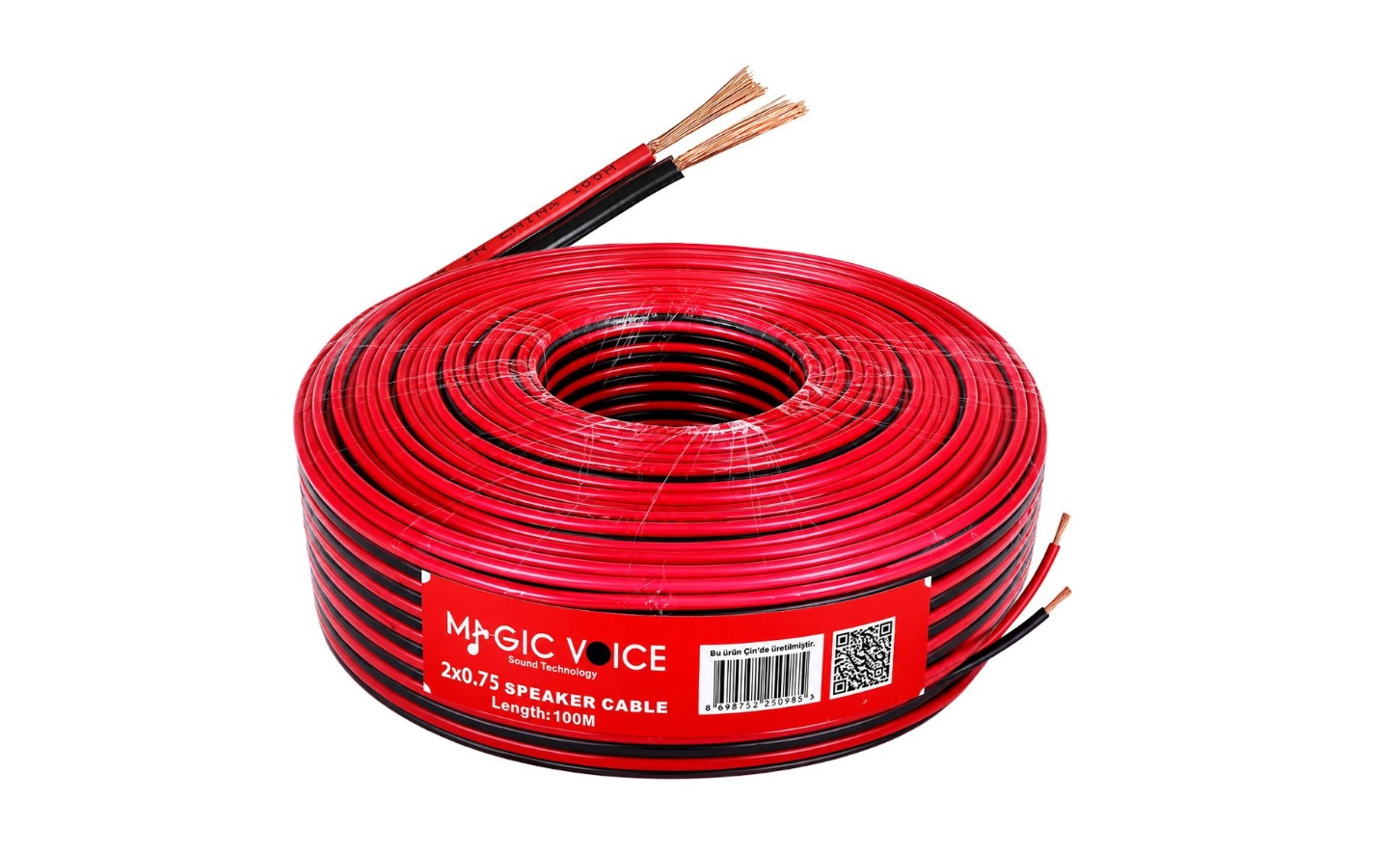MV-29558 Magicvoice 2x0.75mm Siyah Kırmızı 100 Metre CCA Hoparlör Ses Kablosu