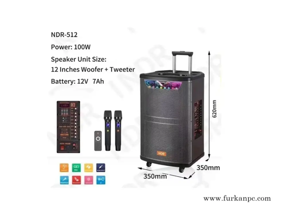 NDR-515 Taşınabilir Anfi Mikrofonlu Çek Çek 100 Watt 15 İnç 