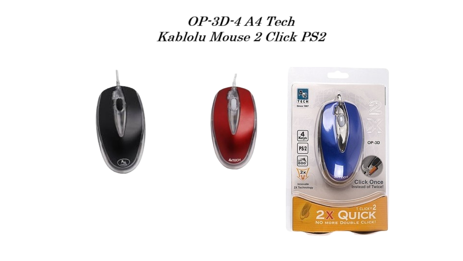 OP-3D-4 A4 Tech Kablolu Mouse 2 Click PS2 OP-3D-4 A4 Tech Kablolu Mouse 2 Click PS2