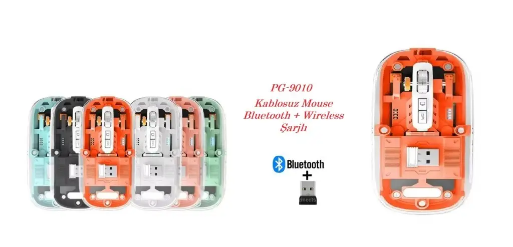 PG-9010 Poly Gold Kablosuz Mouse 2.4Ghz Şarjlı Bluetooth Şeffaf PG-9010 Poly Gold Kablosuz Mouse 2.4Ghz Şarjlı Bluetooth Şeffaf