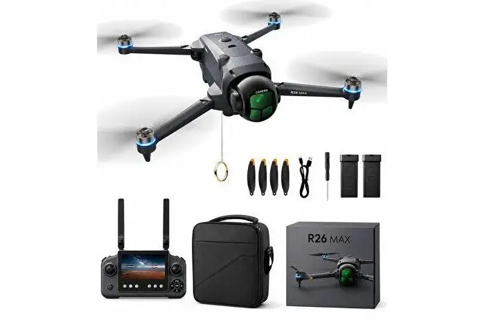R26 MAX Drone GPS'li Kızılötesi Engel Algılamalı HD Kameralı Katlanabilir Drone Ekranlı Kumanda