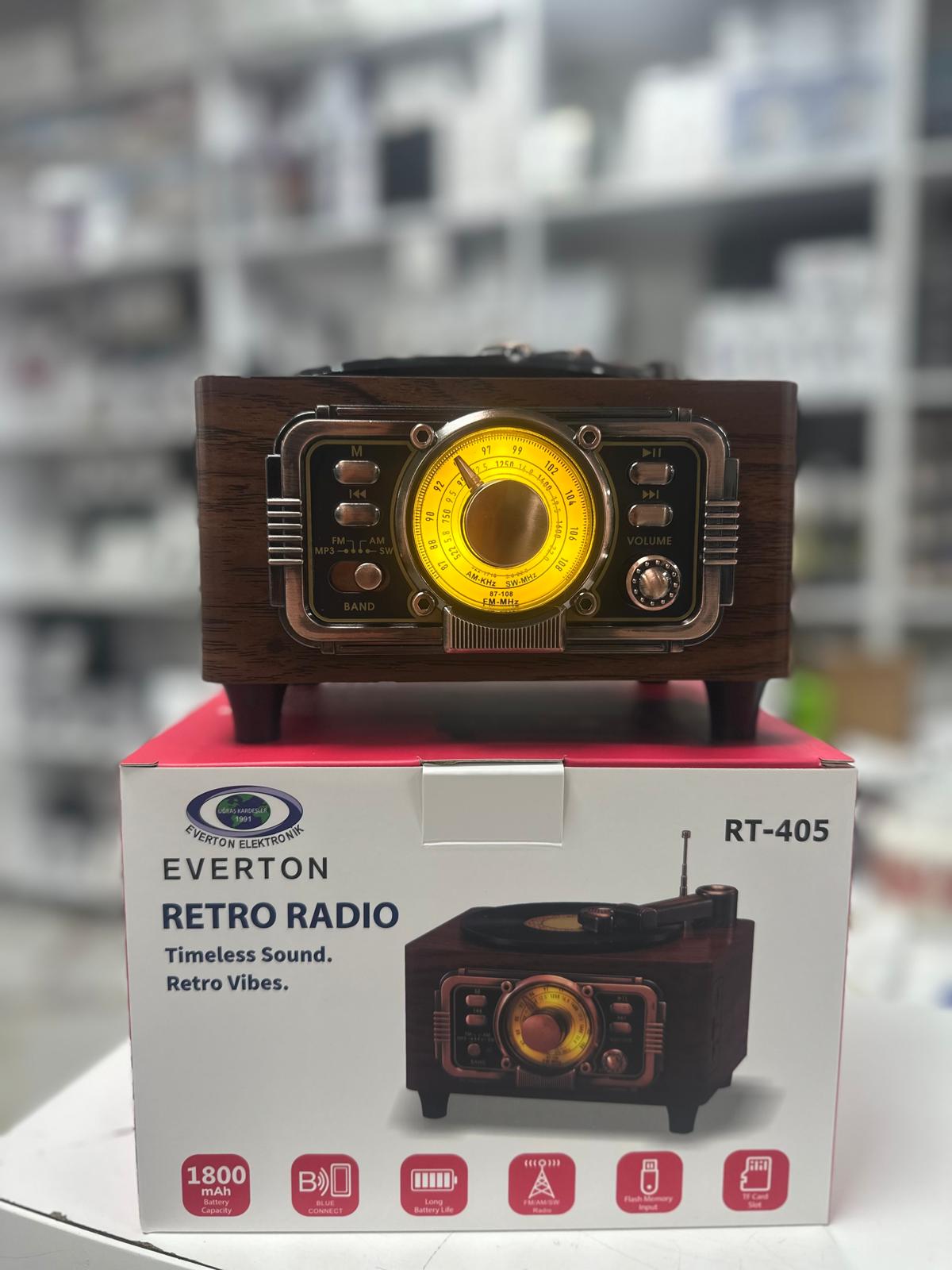 RT-405 Everton Usb+SD+Bluetooth Hoparlör Nostaljik Radyo 