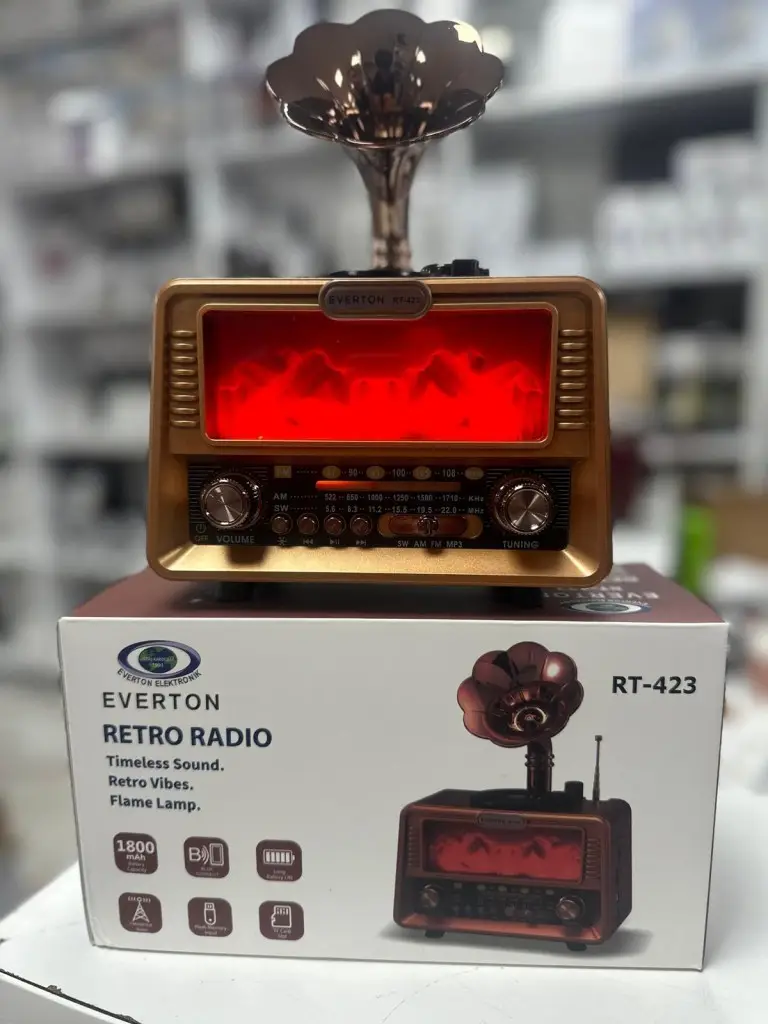 RT-423 Everton Usb+SD+Bluetooth Hoparlör Nostaljik Şömineli Radyo Gramafon