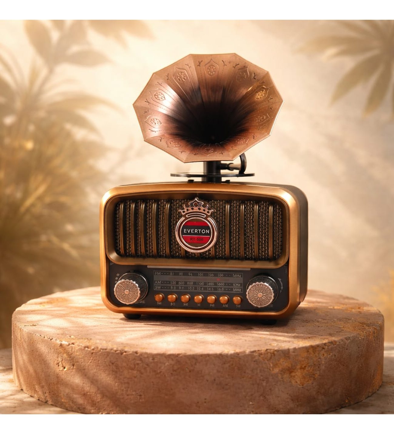 RT-606 Everton Usb+SD+Bluetooth Hoparlör Nostaljik Radyo Gramafon