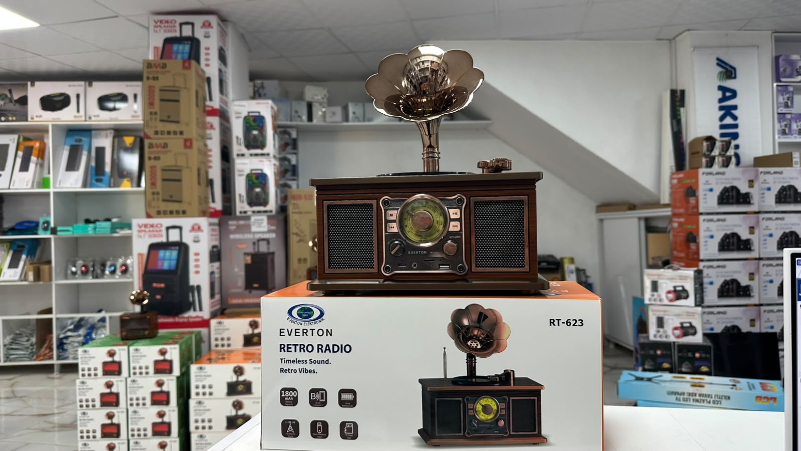 RT-623 Everton Usb+SD+Bluetooth Hoparlör Nostaljik Radyo Gramafon