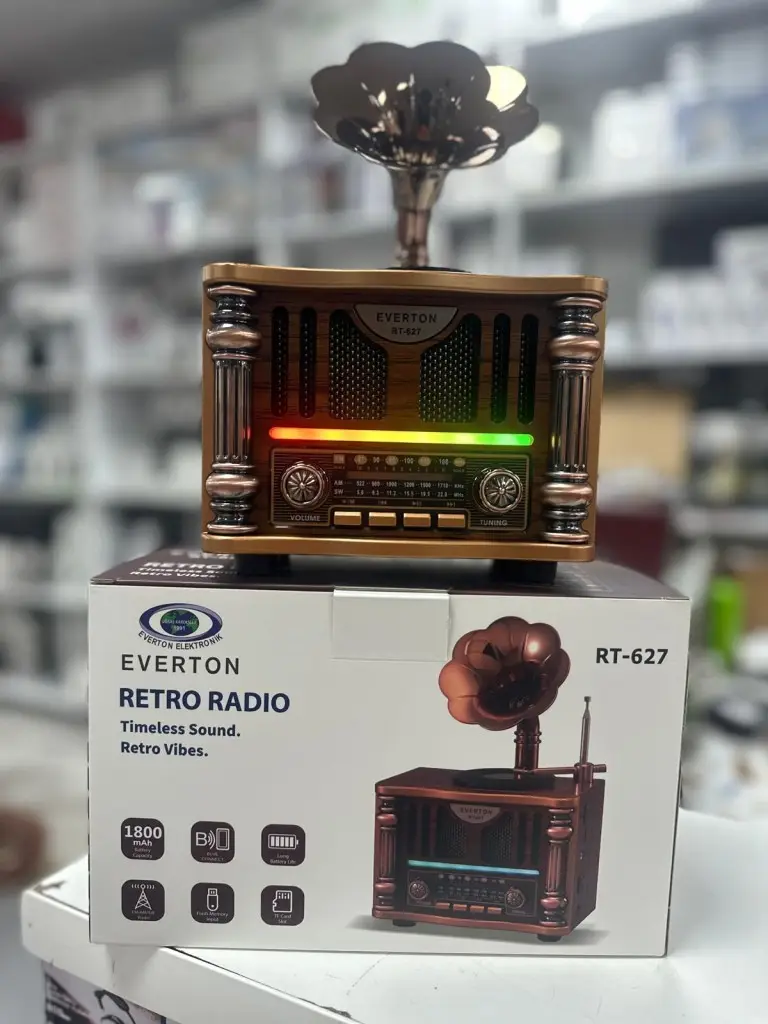 RT-627 Everton Usb+SD+Bluetooth Hoparlör Nostaljik Radyo Gramafon