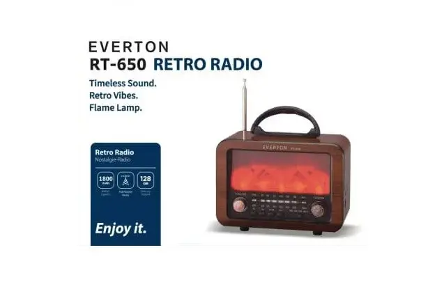 RT-650 Everton Usb+SD+Bluetooth Hoparlör Nostaljik Radyo Şömineli Gramafon