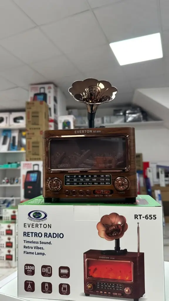 RT-655 Everton Usb+SD+Bluetooth Hoparlör Nostaljik Radyo Şömineli Gramafon