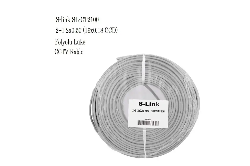 SL-CT2100 S-Link 2+1 2x0.50 (16x0.18 CCD) Folyolu Lüks CCTV Kablo SL-CT2100 S-Link 2+1 2x0.50 (16x0.18 CCD) Folyolu Lüks CCTV Kablo