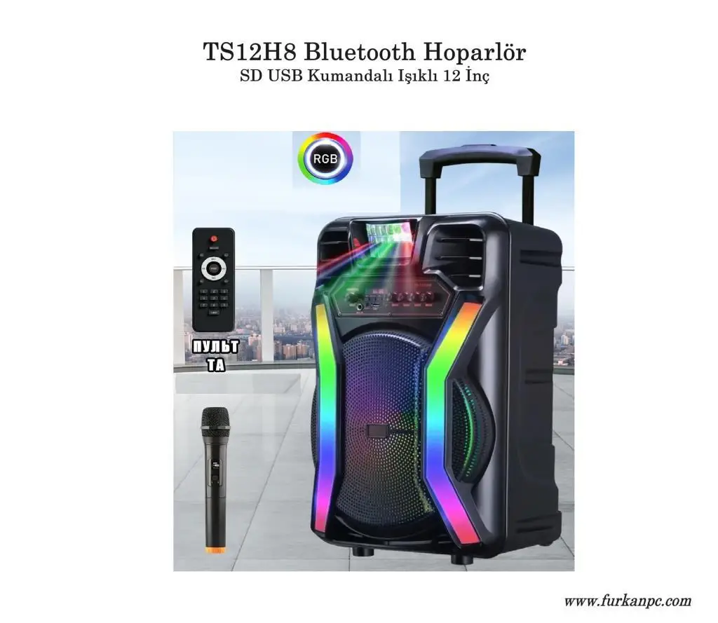 TS12H8 Usb+SD+Bluetooth Hoparlör Kumandalı Işıklı 12 İnç TS12H8 Usb+SD+Bluetooth Hoparlör Kumandalı Işıklı 12 İnç