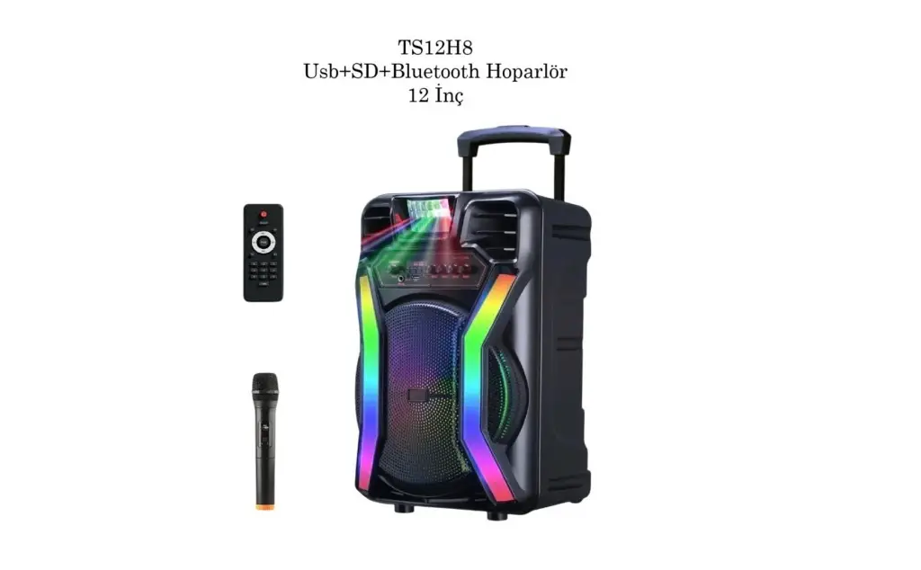 TS12H8 Usb+SD+Bluetooth Hoparlör Kumandalı Işıklı 12 İnç TS12H8 Usb+SD+Bluetooth Hoparlör Kumandalı Işıklı 12 İnç
