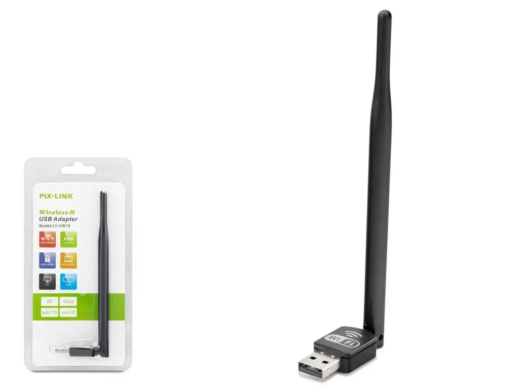 UW-10t Pixlink 150 Mbps Kablosuz Ağ Adaptörü Wireless Adaptör Uydu Alıcı Uyumlu(8818 Chipset Siyah)