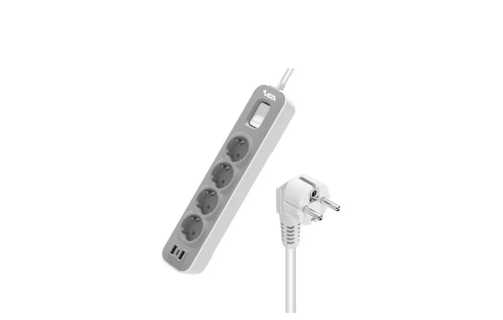 Vea VE-NOVA104U A Class 4`lü 2 Usb`li Anahtarlı 1.5 Metre Grup Priz Vea VE-NOVA104U A Class 4`lü 2 Usb`li Anahtarlı 1.5 Metre Grup Priz