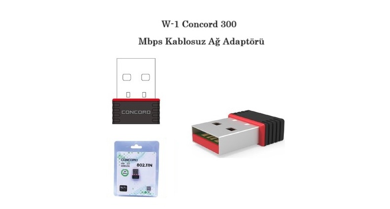 W-1 Concord 300 Mbps Kablosuz Ağ Adaptörü Wireless W-1 Concord 300 Mbps Kablosuz Ağ Adaptörü Wireless