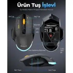 W601W Mkespn Kablolu Mouse Oyuncu 12800 DPI 1000Hz 